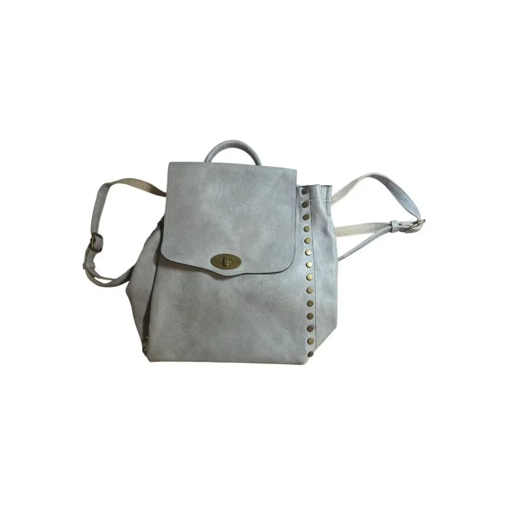 Jen & Co. Indigo Convertible Studded Backpack Purse Gray Boho